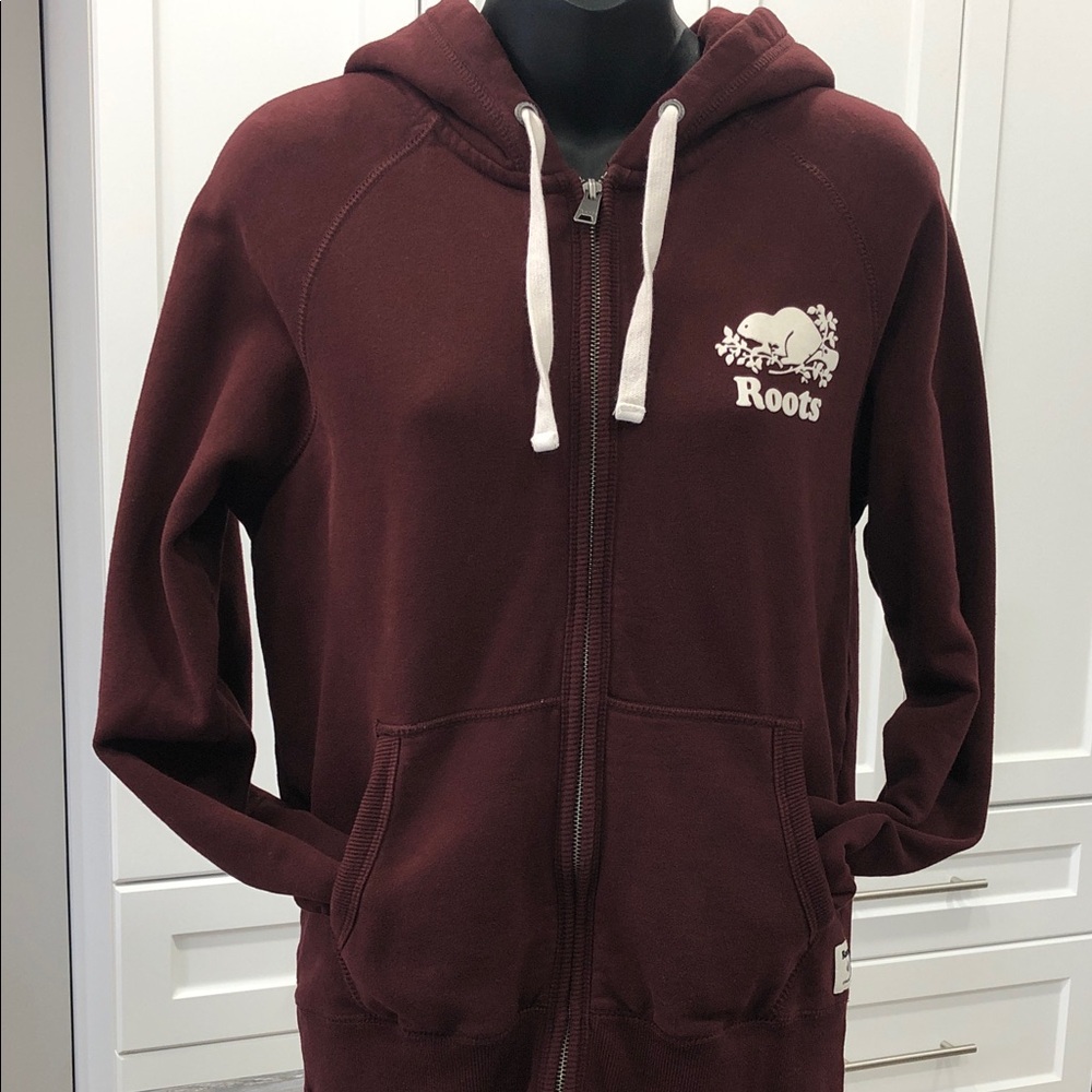 🦫Roots Full Zip Hoodie – Women’s Size Small – Deep Burgundy